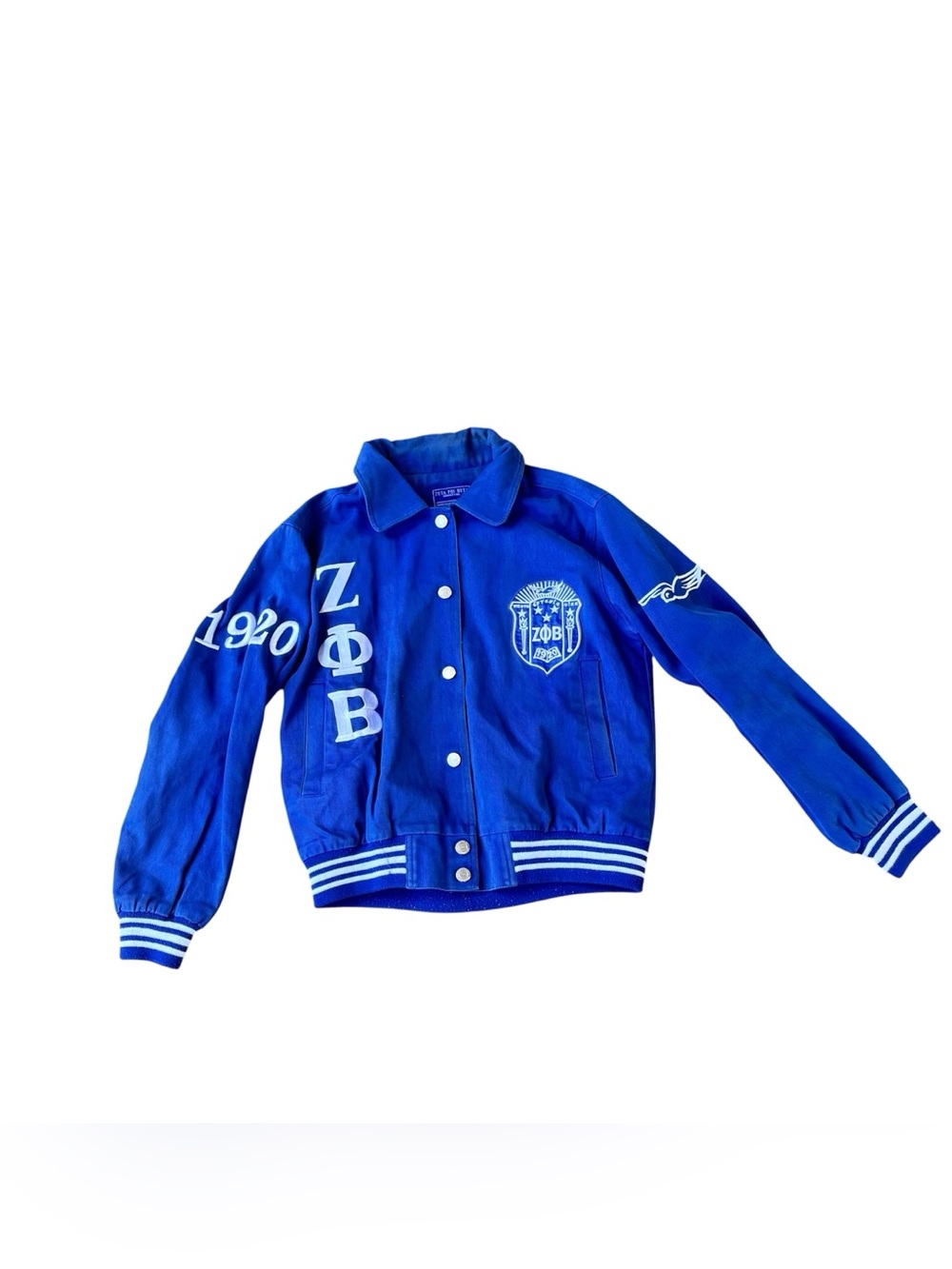 Zeta Phi Beta Sorority Inc Blue Denim Jacket Size XS